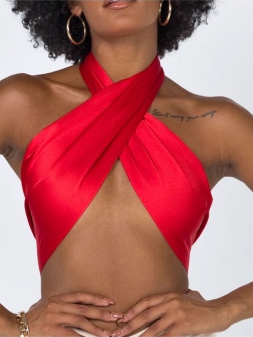 Princess Polly Saxon Red Scarf Wrap Crop Top